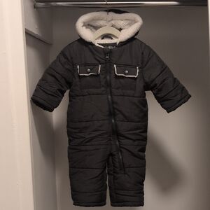 Winter Coat - 3-6 Months -  Black Kids Snowsuit Interior Fleece